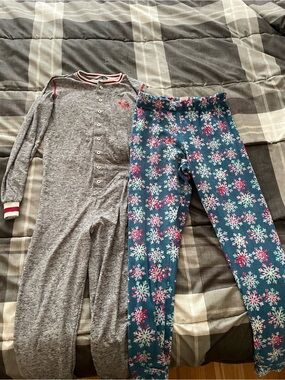 Navy and Pink Floral Fleece Pajama Set